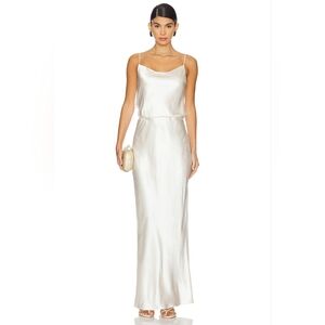 $345 EAVES Yarden Silk Maxi Dress in Ivory Medium
